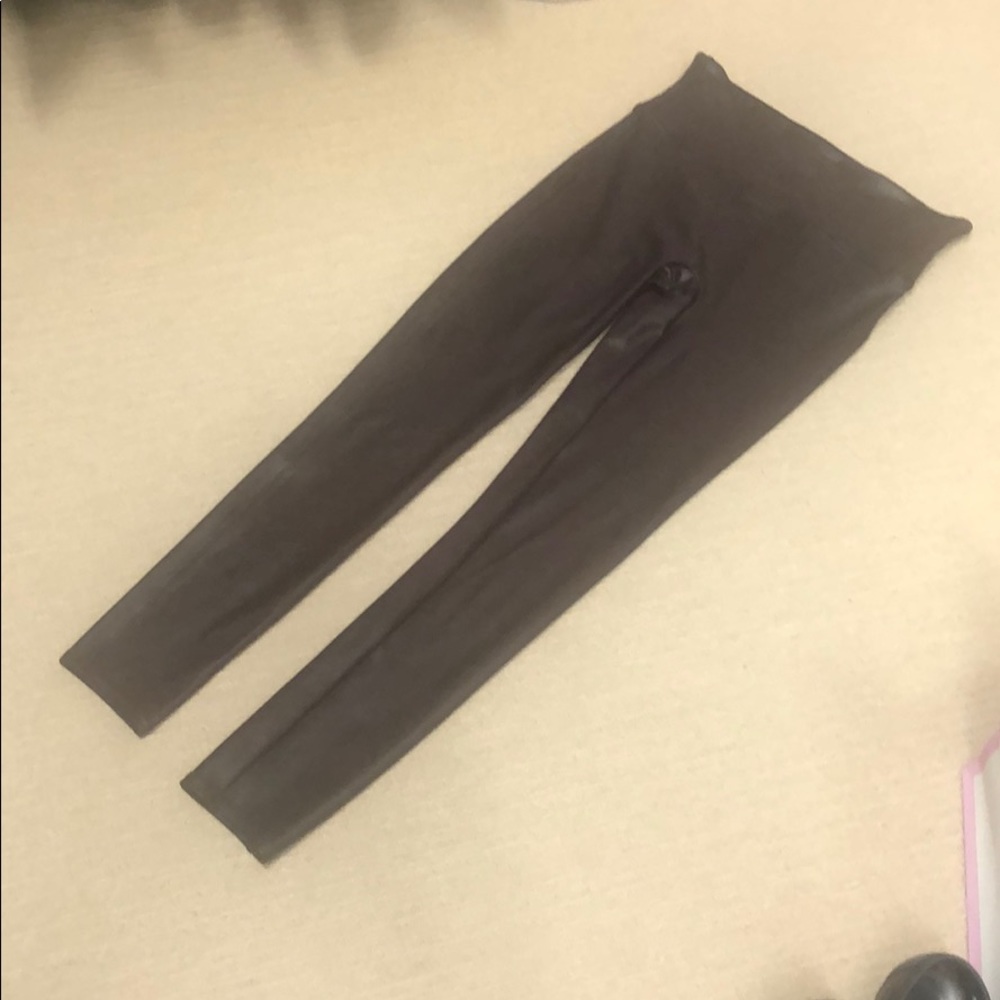 SPANX Faux Leather Leggings - Burgundy Wine color